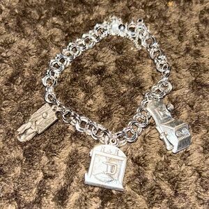 Vintage POM sterling silver phone charm bracelet with type of box lock beautiful